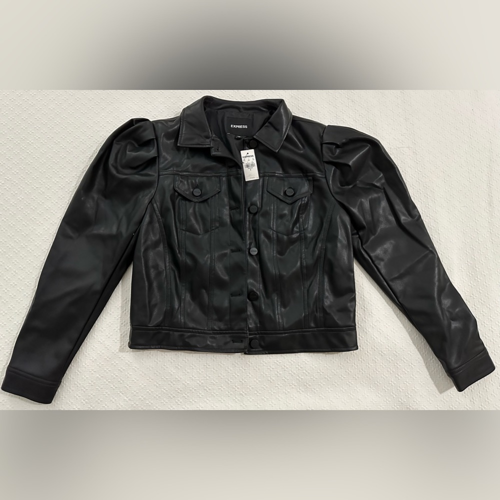Express Women’s Black Faux Leather Jacket | Size S